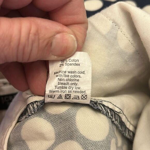 J Crew navy blue white circle ankle pants Curvy fit Size 12 EUC - Picture 8 of 9